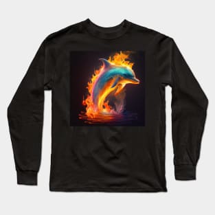 Golfinho em chamas Long Sleeve T-Shirt